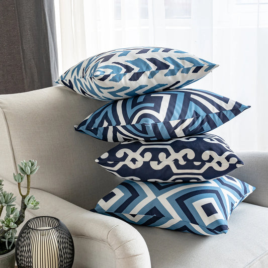 Set of 4 pieces/6 pieces Geometric Pattern Double Side Print Decorative Throw Pillow Case Cushion Cover