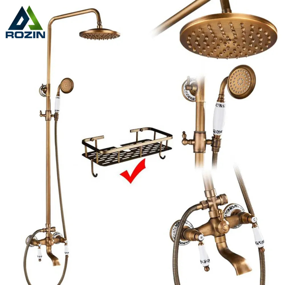 Antique Brass Shower Faucet Set t