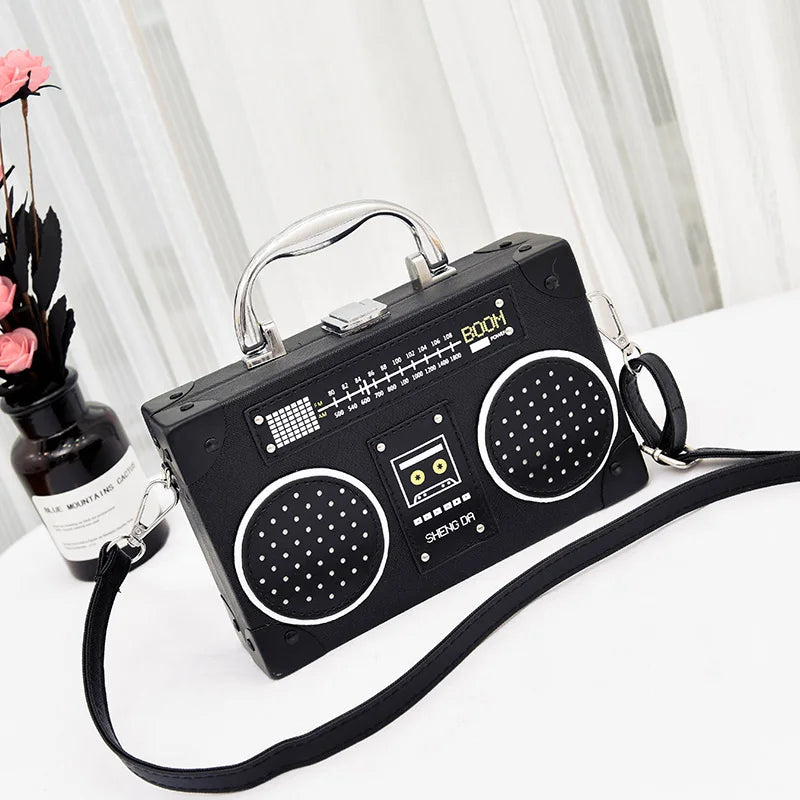 Retro radio box style ladies handbag