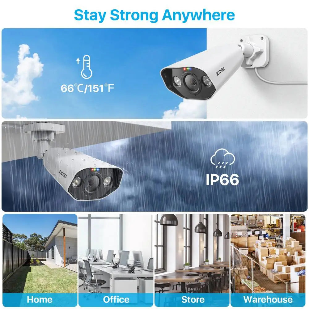 ZOSI 5MP 8MP IP Camera  Add-on Outdoor PoE Security Camera Two Way Audio Color Night Vision Home CCTV  Video Surveillance Camera