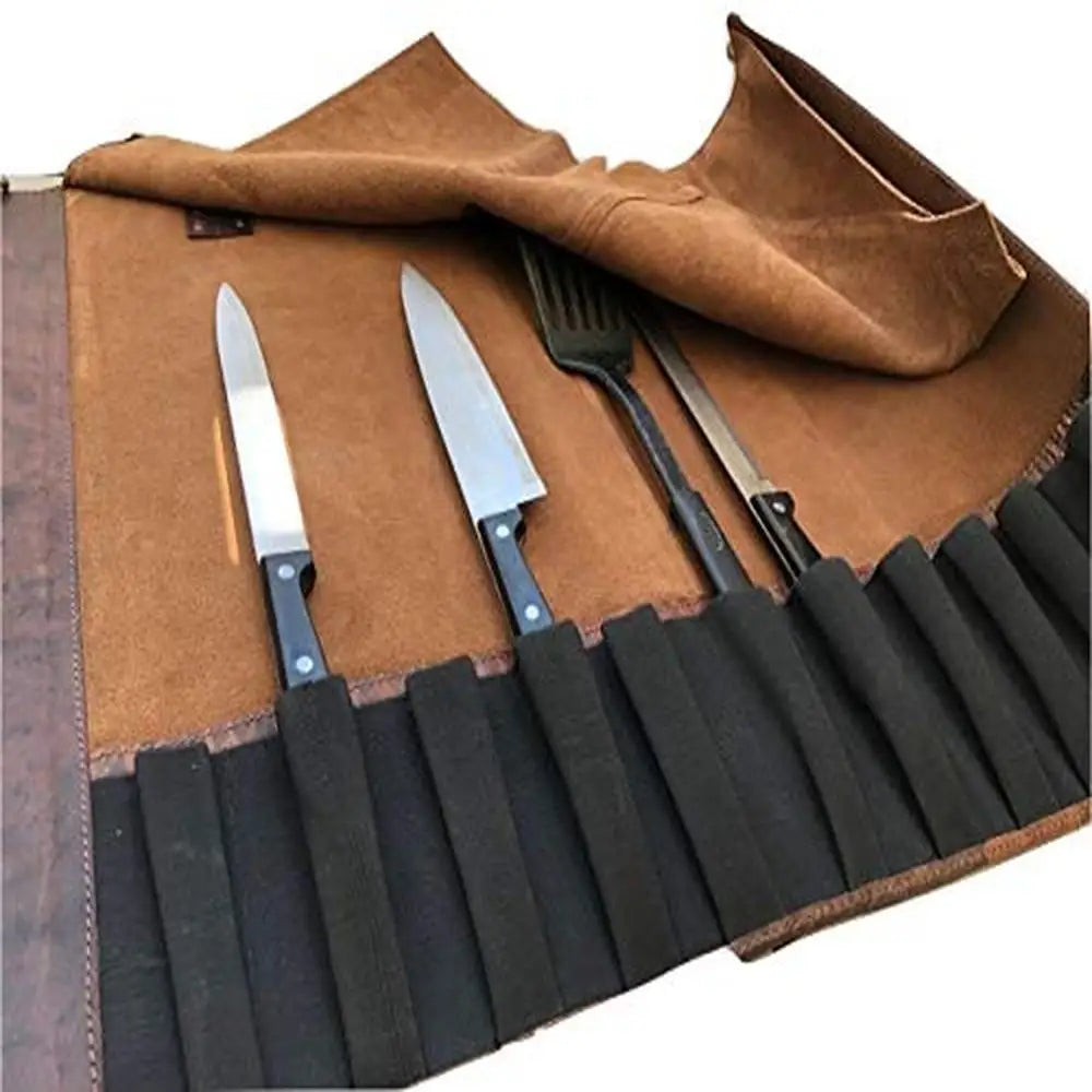 Buffalo Leather Knife Roll Set