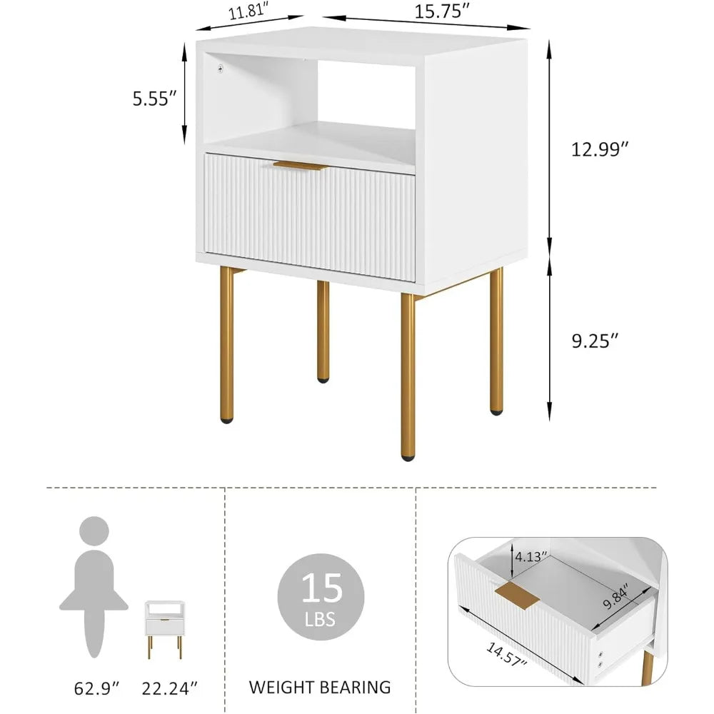 Bedside Table with Gold Frame