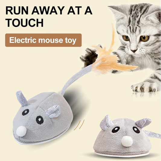 Cat Toys Automatic Interactive Plush Mouse Kitten Teaser Feather Toy Cute Motion Rat Pet Supplies USB Rechargeable Cat Products