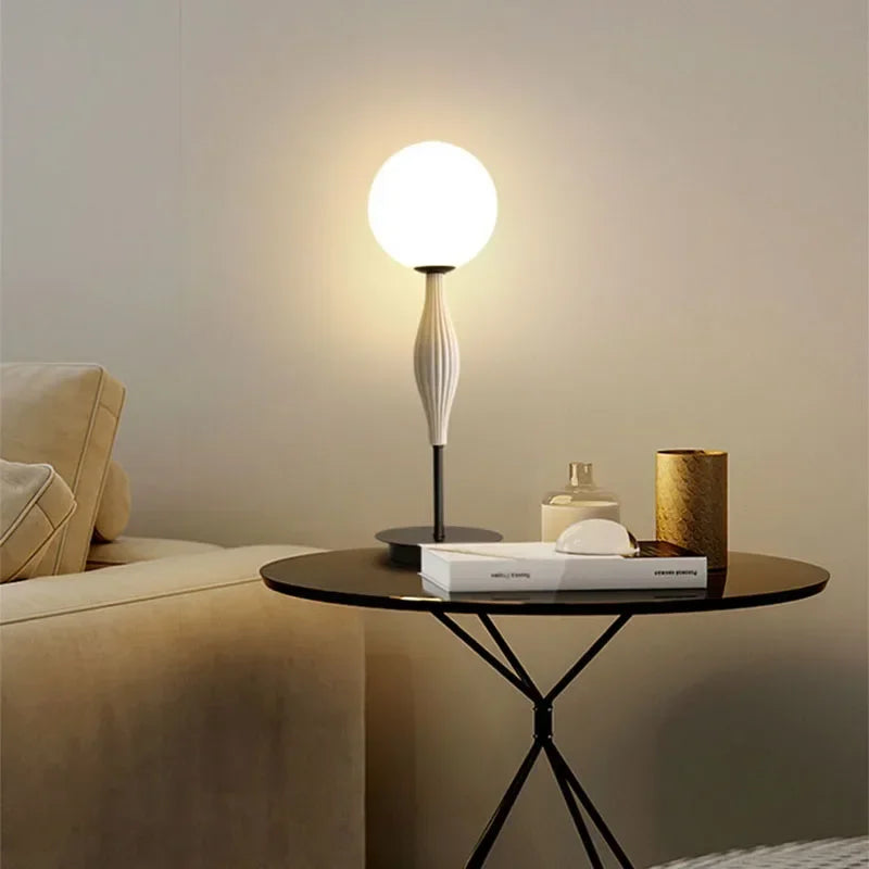 Designer Minimalist White Glass Floor Lamp Living Room Bedroom Bedside Lighting G9 Bulb Resin 100-240V Home Decoration