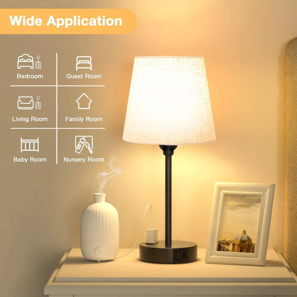 Bedside Table Lamps for Bedrooms Set of 2