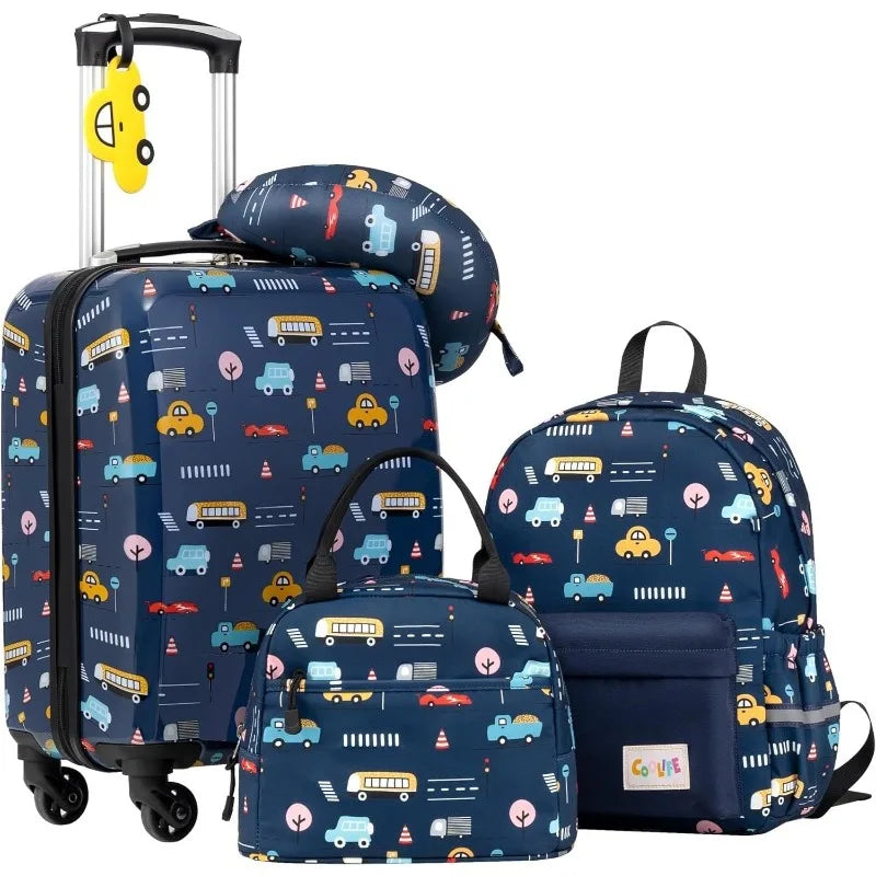 Kid’s Luggage Set 5 Piece Suitcase Set 16’’ Carry on Hardside Spinner Toddler Luggage Travel Rolling Luggage Girls Boys