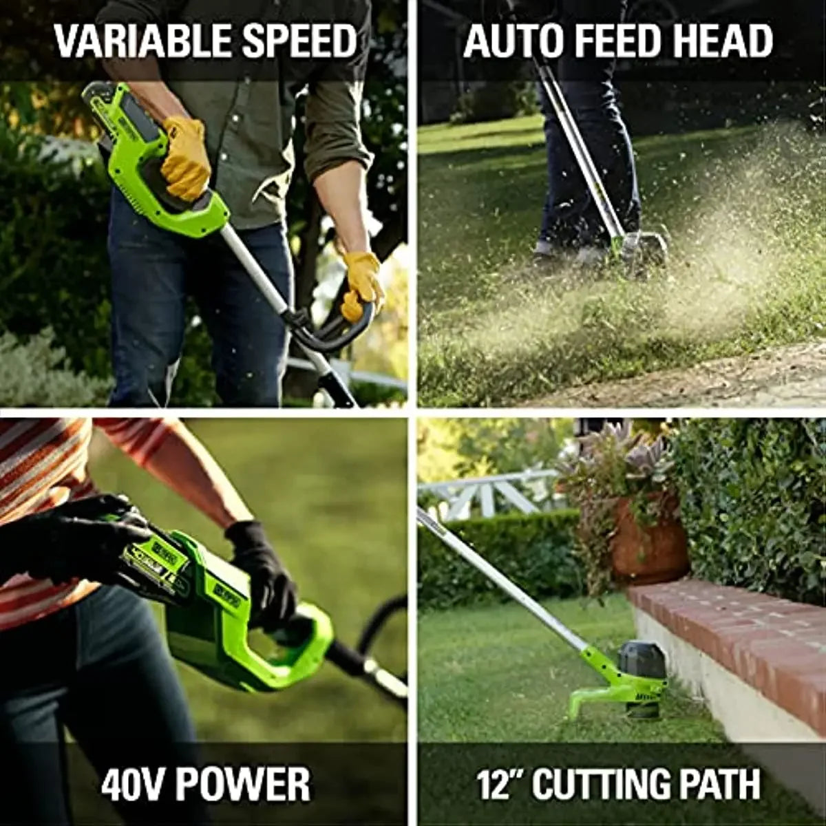 Greenworks 40V 12" Cordless String Trimmer 2.0Ah Battery  Charger Included