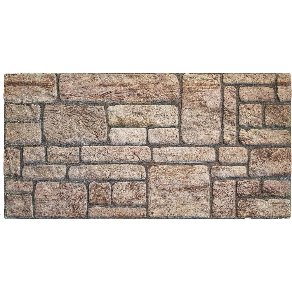 3D Wall Panels Brick Effect - Cladding, Beige Stone Look Wall Paneling, Styrofoam Facing for Living room, Kitchen, Set of 10