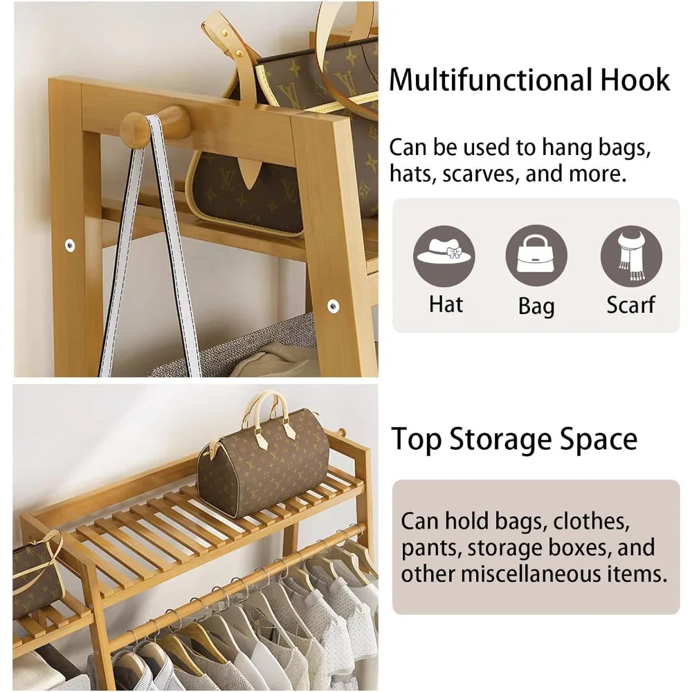 Portable Wardrobe Closet Organizer with Top Shelf