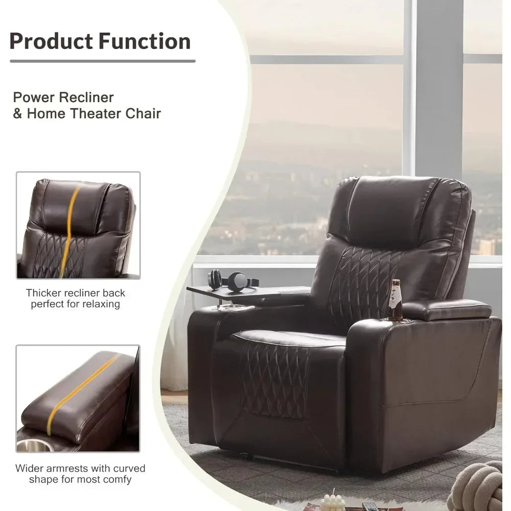 Power Motion Recliner with Ambient Lighting, USB Charge Port,Gaming Recliner Chair Home Theater Seating  chairs living room