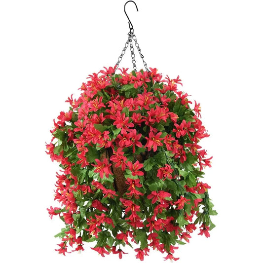 Hanging Violet Flowers in Basket, Artificial Flower Decoration, Patio, Garden Decor, Room, Wedding Party, Free Shipping