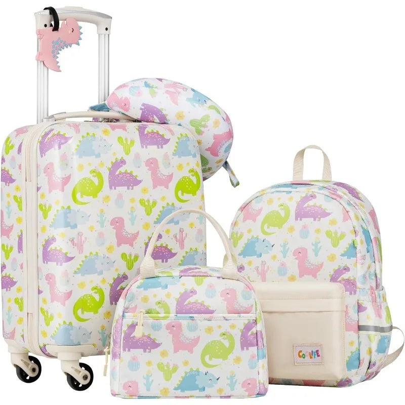 Kid’s Luggage Set 5 Piece Suitcase Set 16’’ Carry on Hardside Spinner Toddler Luggage Travel Rolling Luggage Girls Boys