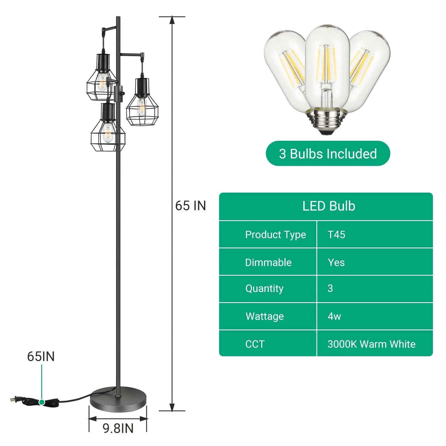 Dimmable Industrial Floor Light Tree