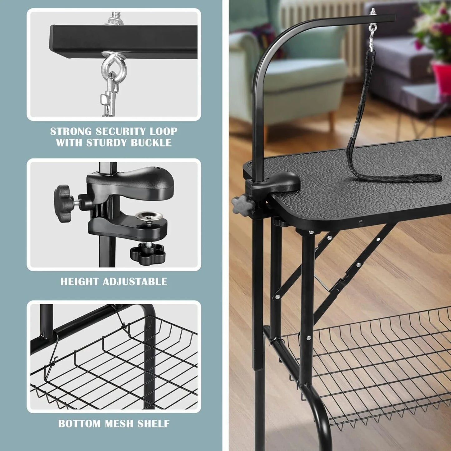 US 32"/36in./46in Dog Grooming Table Adjustable Pet Cat Grooming Table w/Arm Noose Mesh Tray pet accessories dog grooming