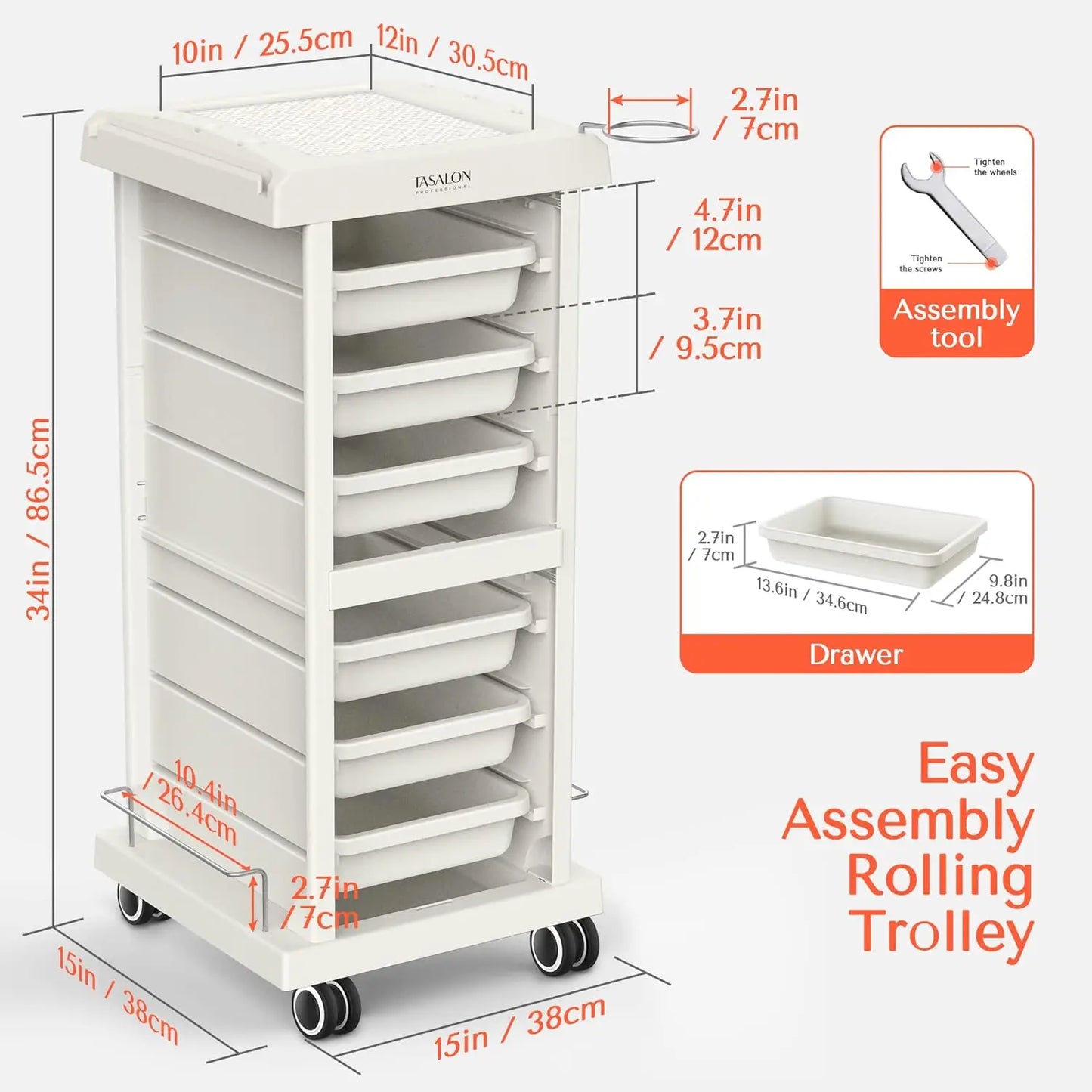 Salon Trolley Cart with Wheels for Salon Station