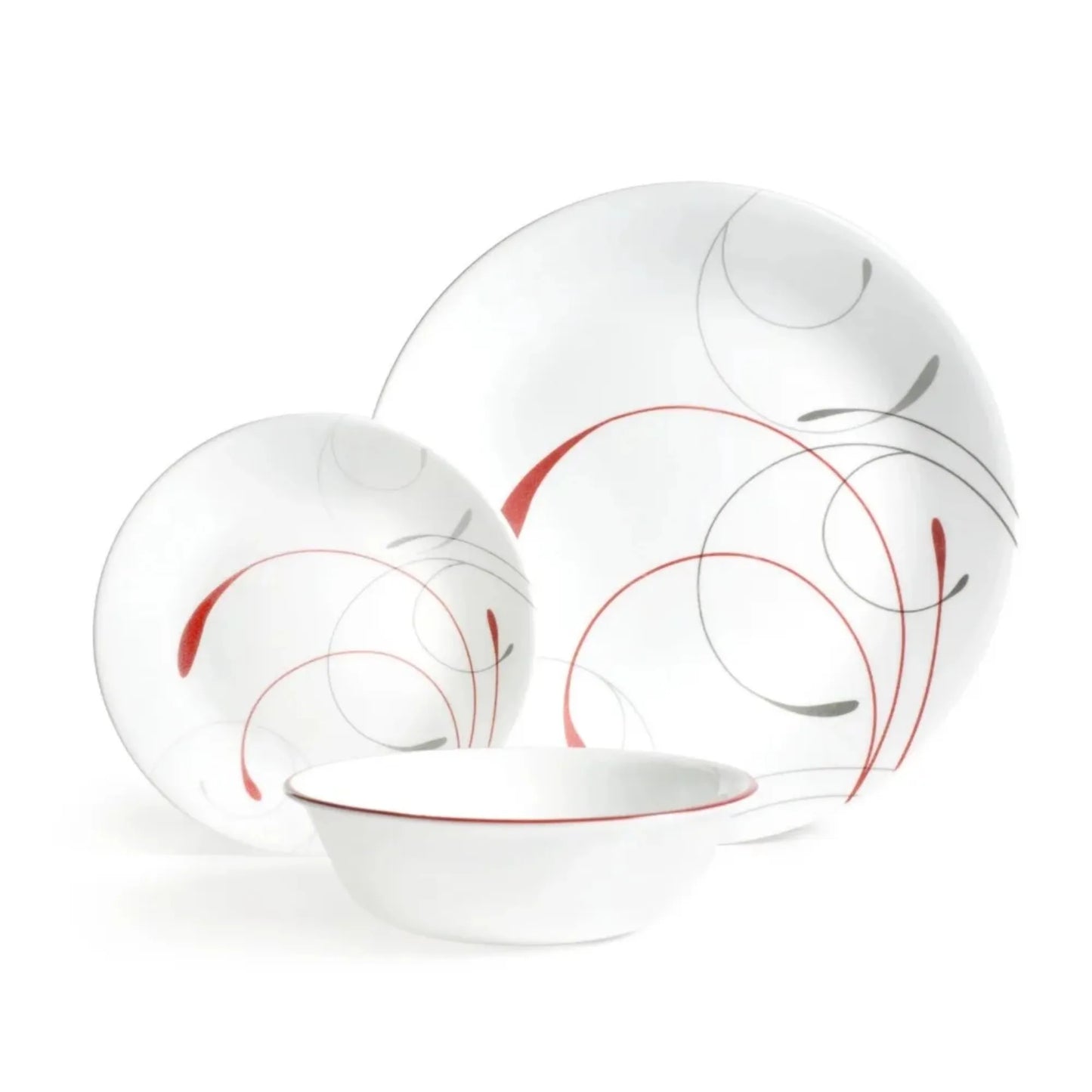 Corelle Splendor White and Red Round 12 Piece Dinnerware Set