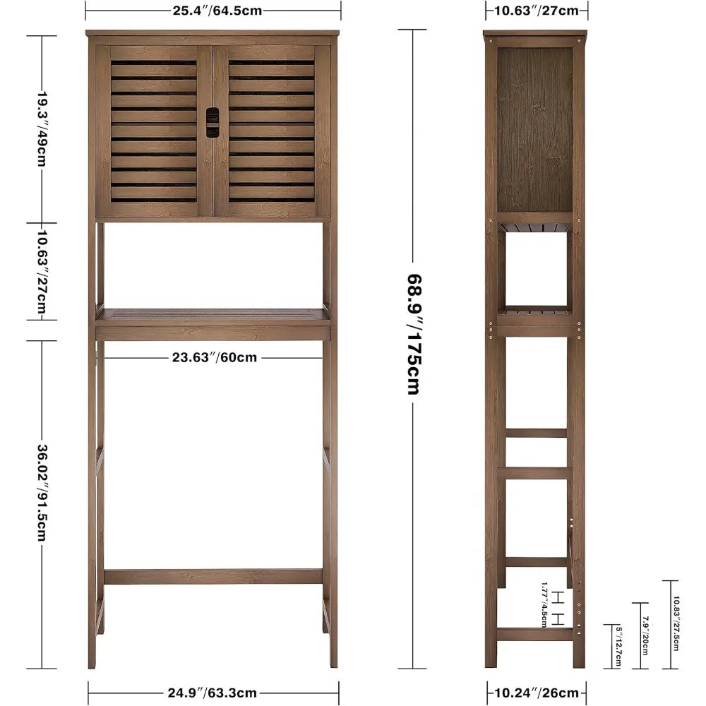 Bathroom Storage Shelf With Cabinet Bamboo