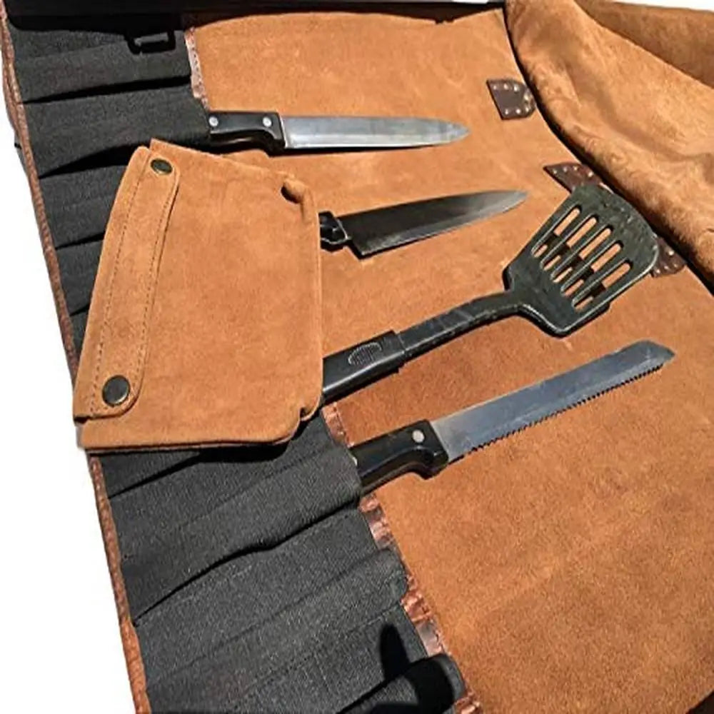 Buffalo Leather Knife Roll Set