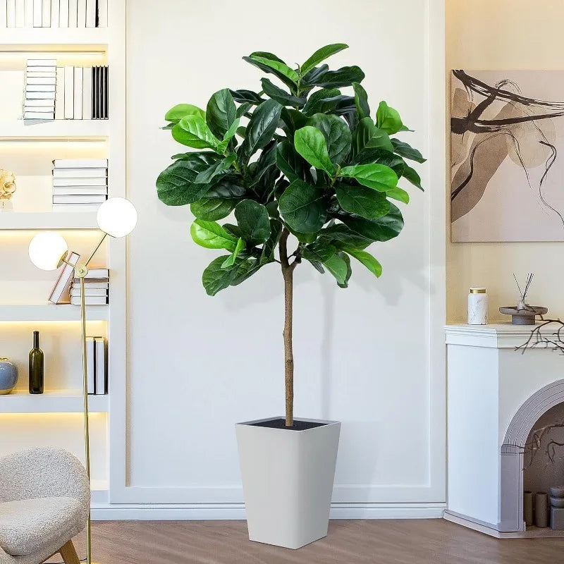 Artificial Plant with White Tall Planter,5ft Tall Tropical Tree Plants for Home Office Floor Room Decor Plants,Housewarming Gift