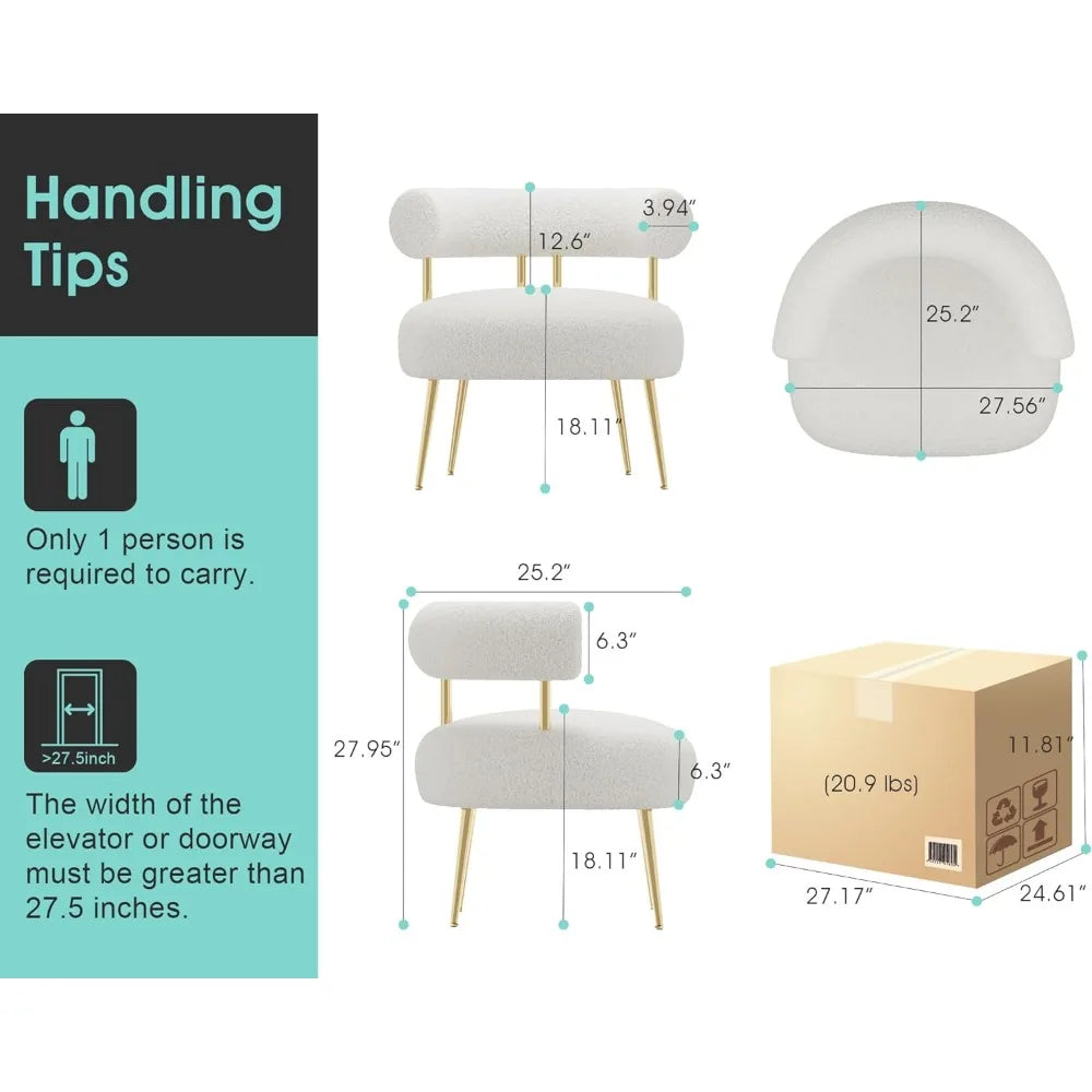 Chair, Round Upholstered Barrel Arm Chair for Small Spaces, Fluffy Side Corner Sofa Chair for Living Room, Bedroom