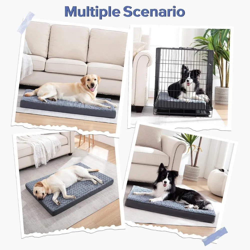 Orthopedic Dog Bed for Extra Large Medium Dogs, Big Egg-Crate Foam Dog Bed with Removable Waterproof Cover