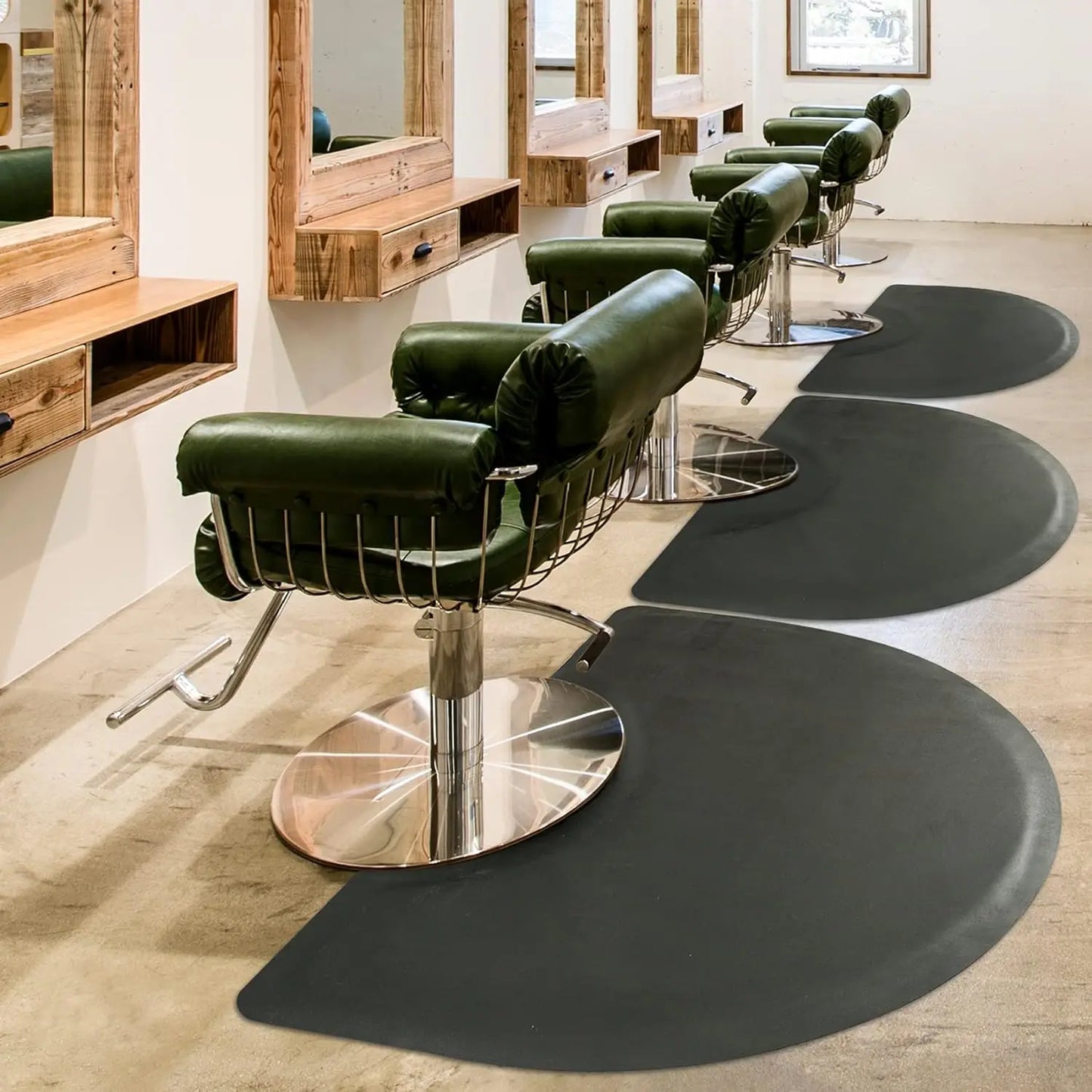 Black Semi Circle Salon mats for Hair Stylist