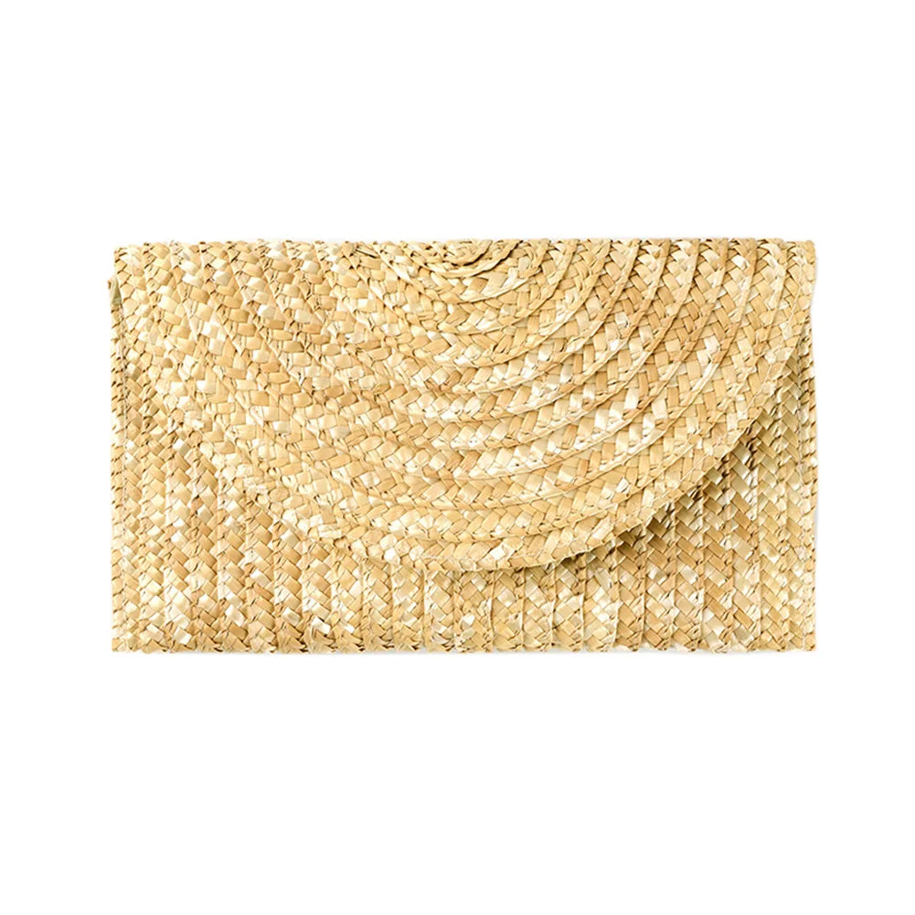 Women Wheat Straw Woven Clutch Casual Envelope Handbag Handmade Summer Beach Travel Purse Seaside Vacation Bags