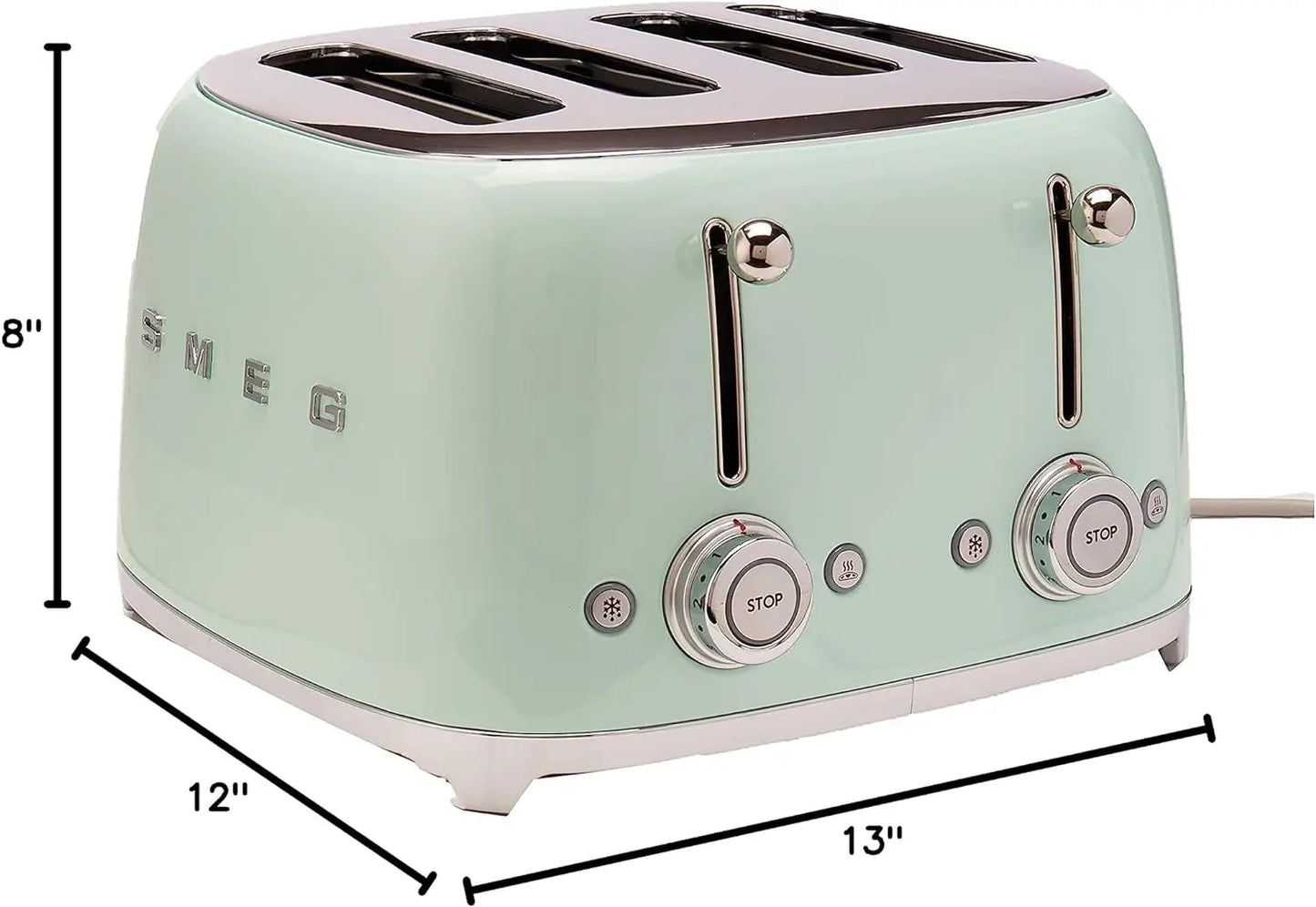 Smeg 50s Retro Line Pastel Green 4x4 Slot Toaster