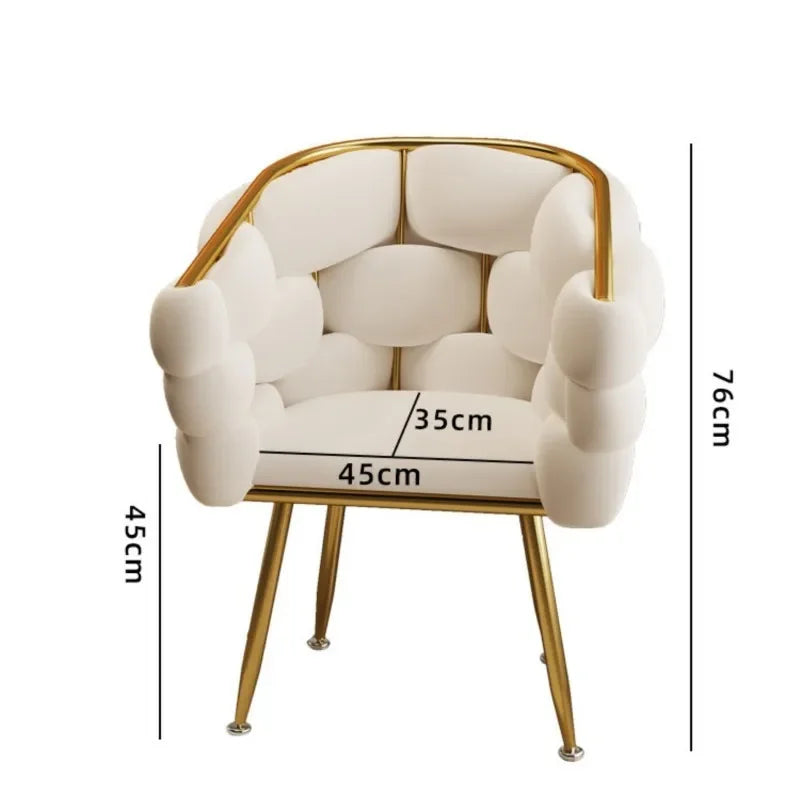 High-color Cosmetic Stool Home Girls Bedroom Dressing Table Stool Light Luxury Simple Petal Chair Backrest Nail Chair