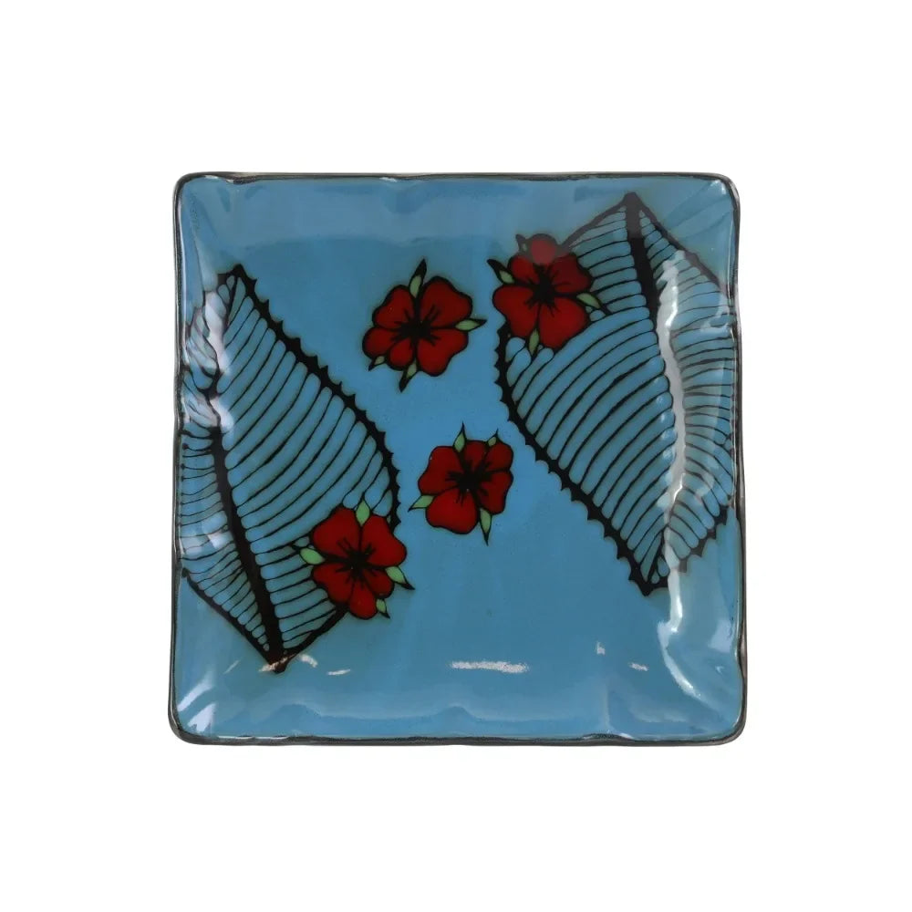 Dish 16 Piece Square Stoneware Dinnerware Set in Blue and Floral Dinner Plates Set Free Shipping Plate Ceramic Dishes to Eat Bar