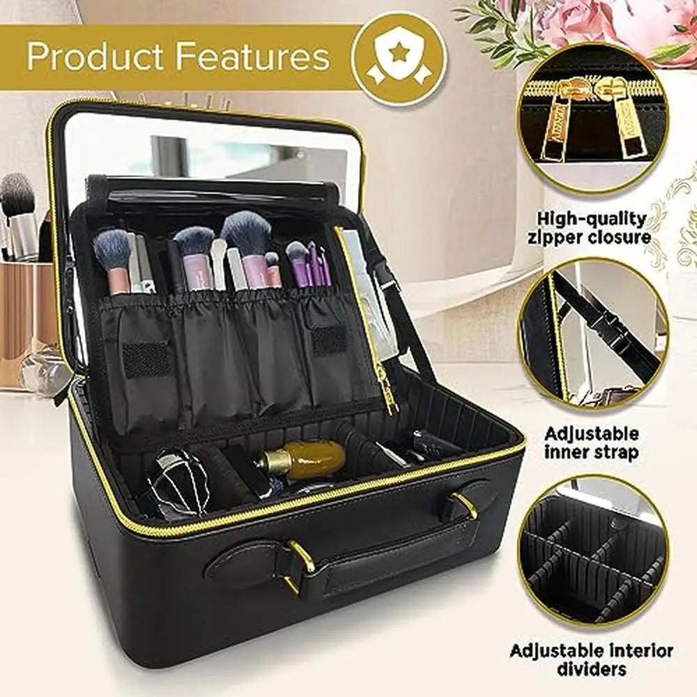 Portable LED Mirror Makeup Bag