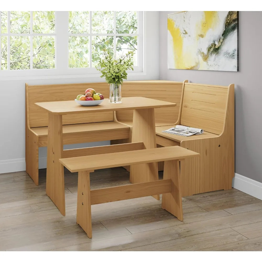 Dining table Double-sided breakfast corner Natural solid wood corner Cutlery Kitchen Room Furniture Free shipping