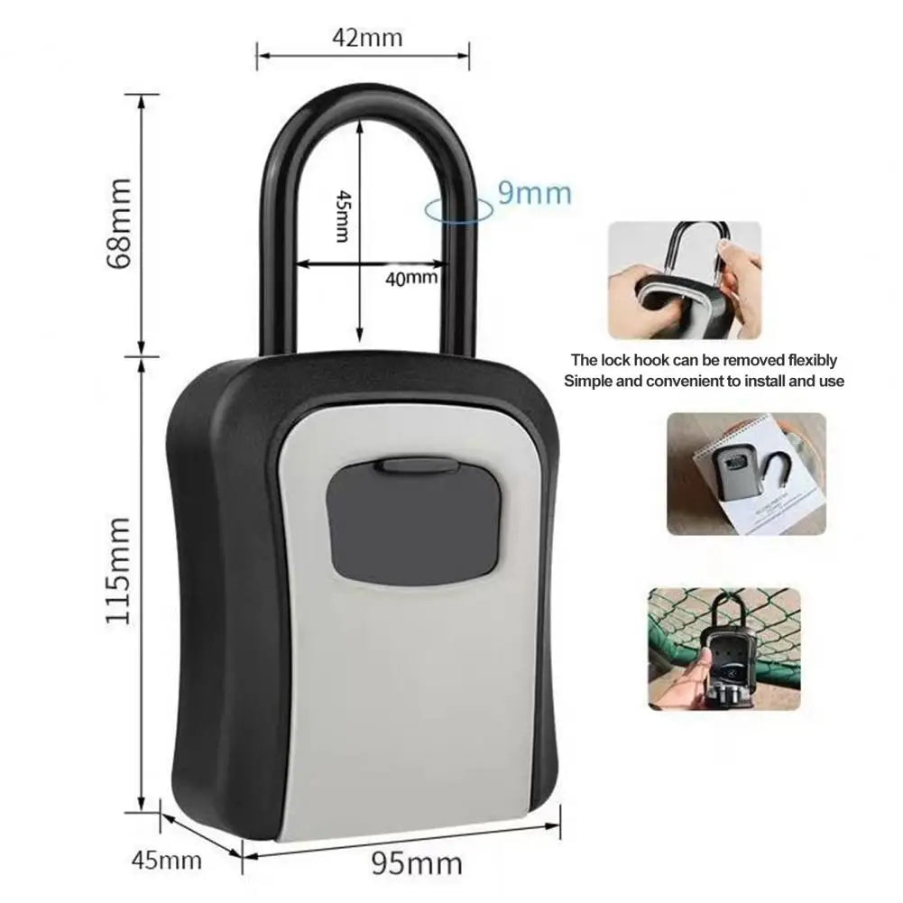 Password Key Box Fence Hanging Key Storage Box Sturdy Portable Key Lock Box Secure Storage for Home Office Garage 4 for Spare