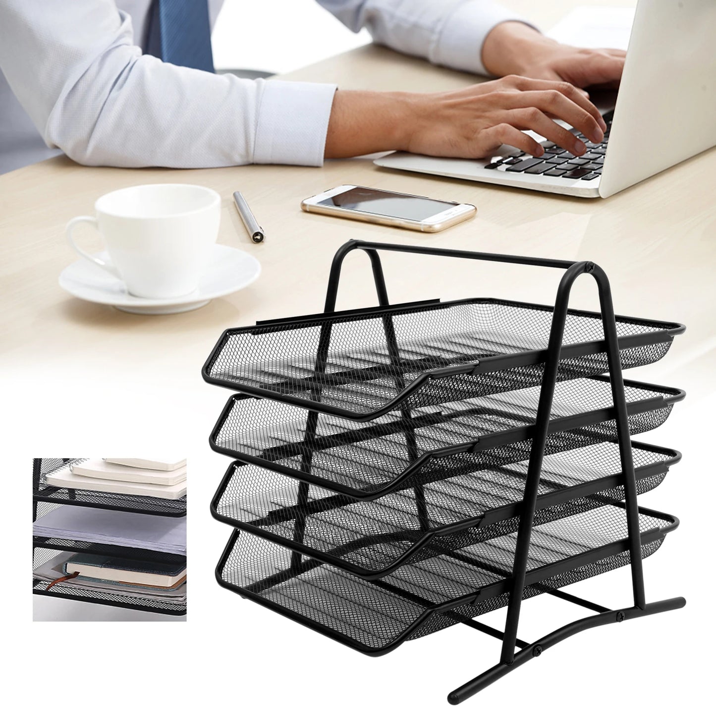 4/7 Animal Desk Organizer And Accessories Letter Tray Paper Sorter Holder File Rack Regal Lite White/Black