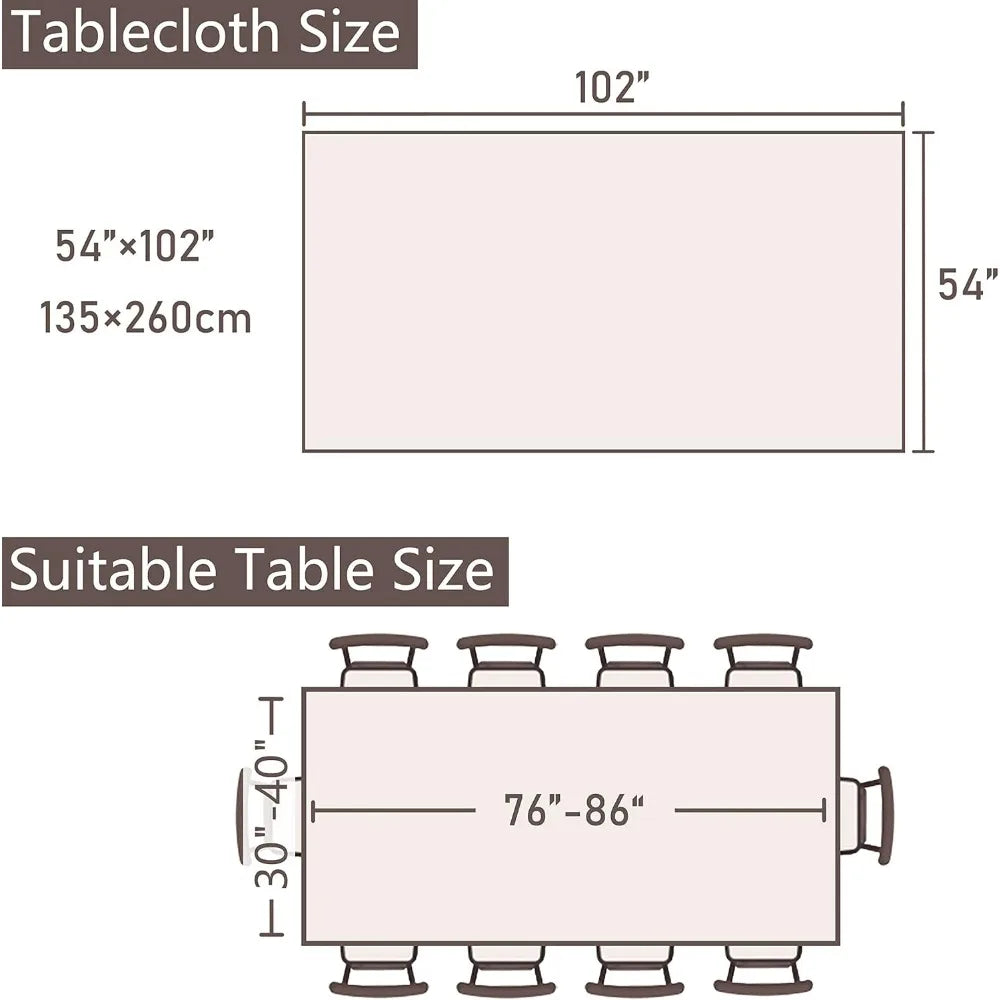 Farmhouse Tablecloth Waterproof Rectangle Burlap Table Cloth, Cotton Linen Rustic Embroidery Fabric Table Cover