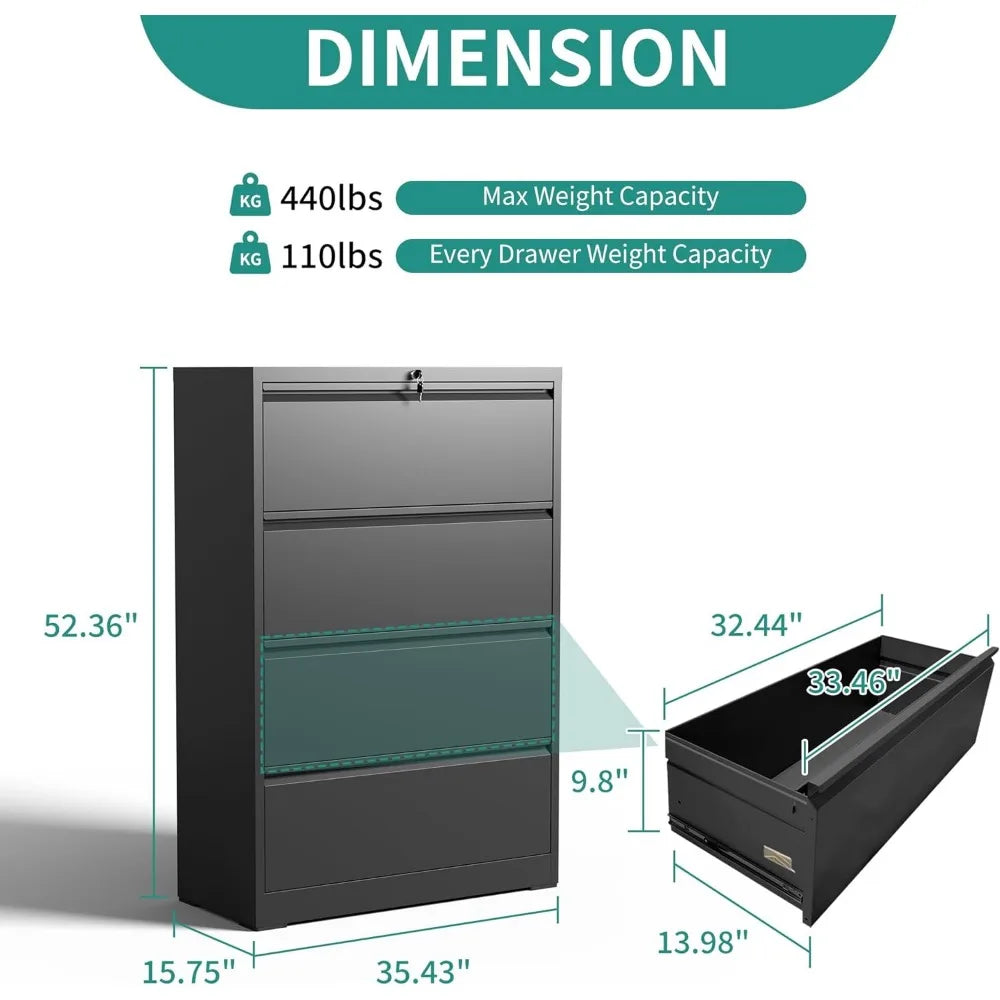 Metal Filing Cabinets for Home Office 4 Drawer Lateral File Cabinet With Lock Accessories Furniture