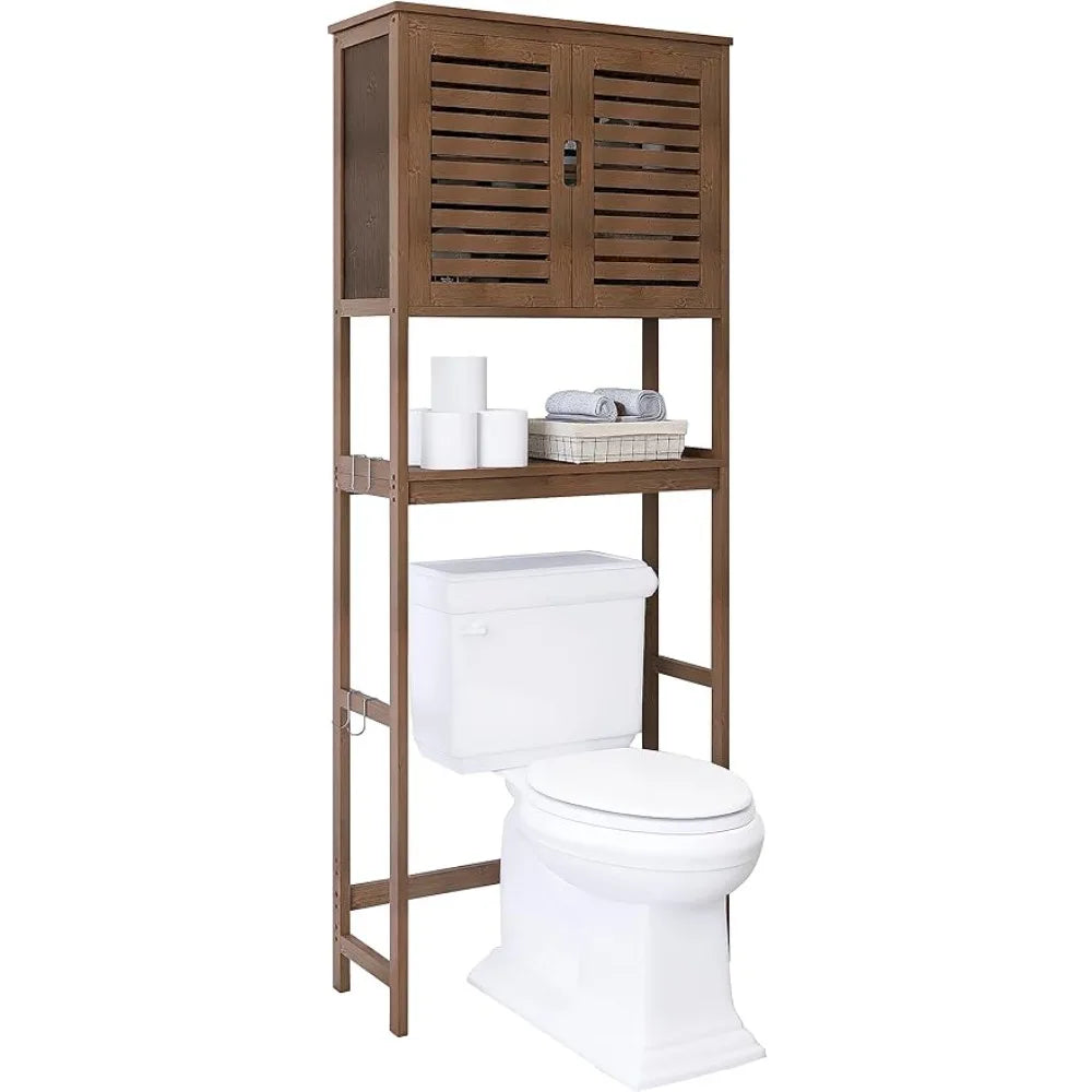 Bathroom Storage Shelf With Cabinet Bamboo