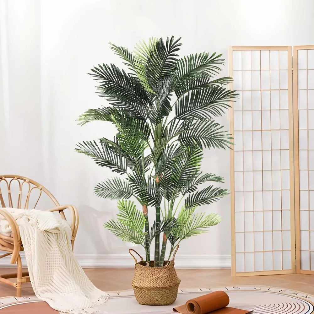 6ft Artificial Golden Cane Palm Tree for Home Decor