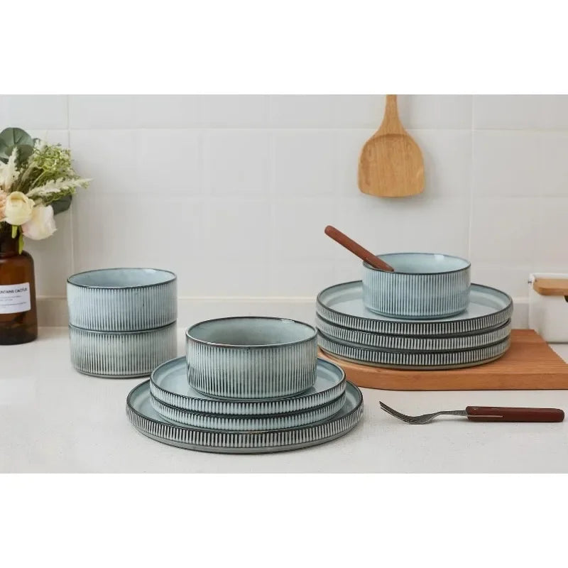 Star Dinnerware Sets, Plates and Bowls Set for 4, 12 Piece Dish Set,  Dinner Set Plates and Dishes , Dishes and Plates Sets