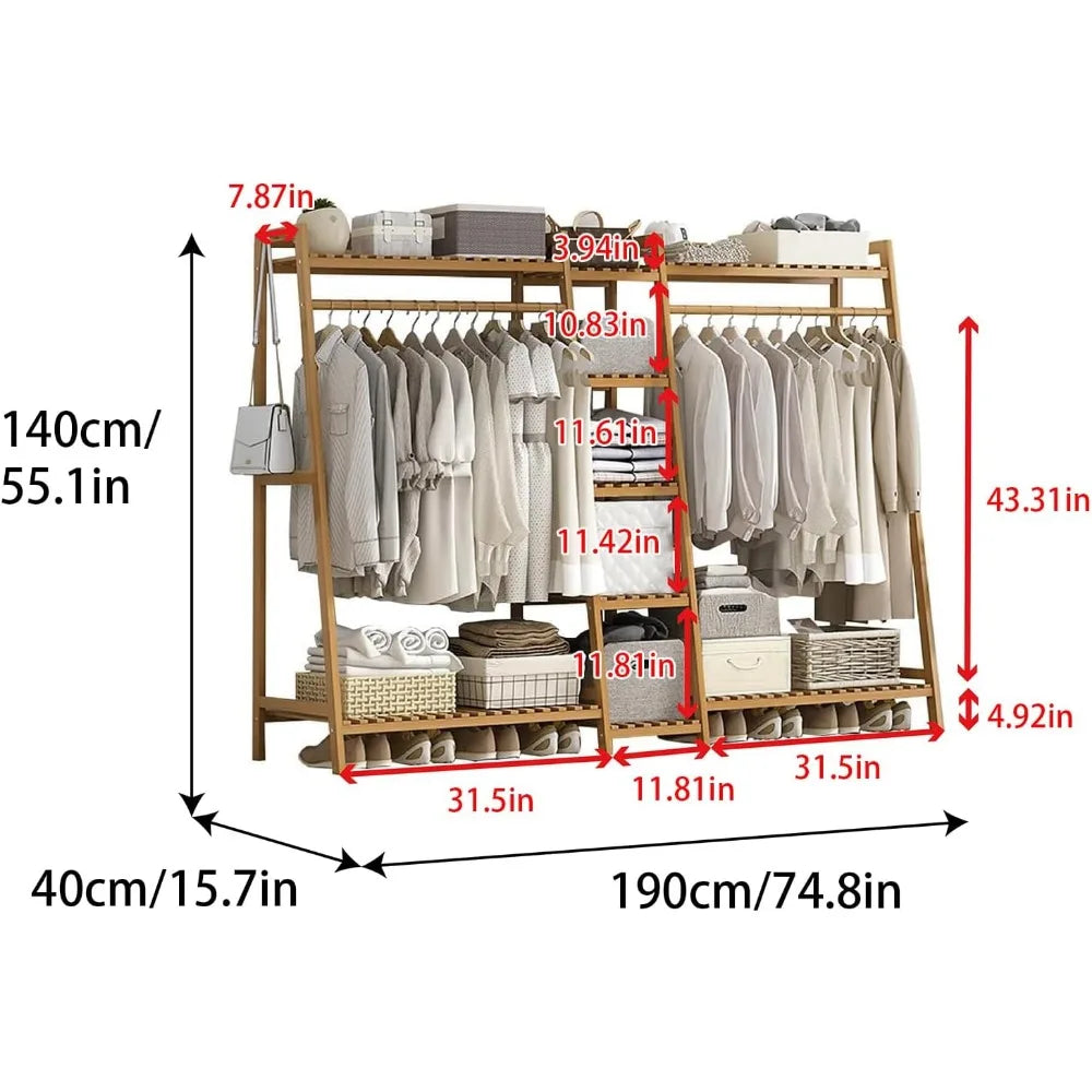 Portable Wardrobe Closet Organizer with Top Shelf