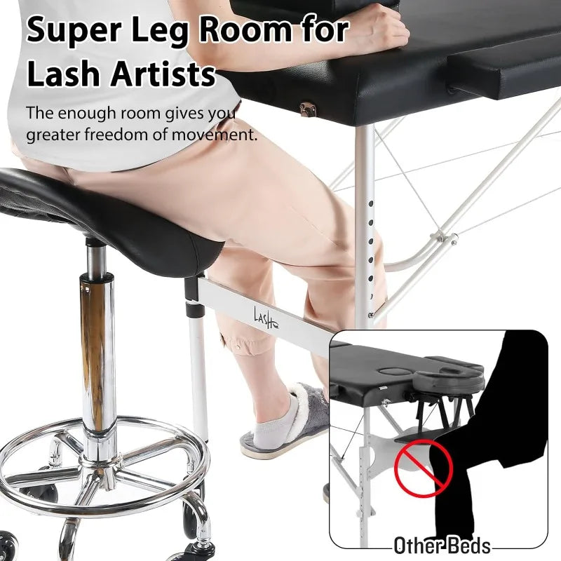 Portable Lash Bed Massage Table with Eyelash Pillow