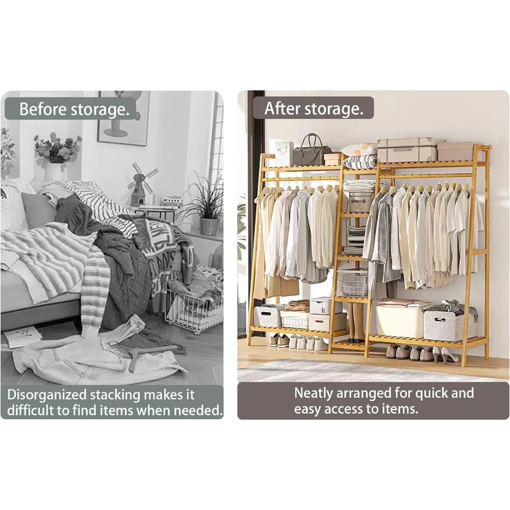 Portable Wardrobe Closet Organizer with Top Shelf