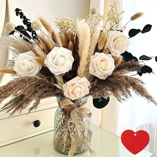 Artificial Flower Arrangements with Vase, Wedding Decoration, Floral Centerpieces, Coffee Table Decor, Christmas Room, 100Pcs