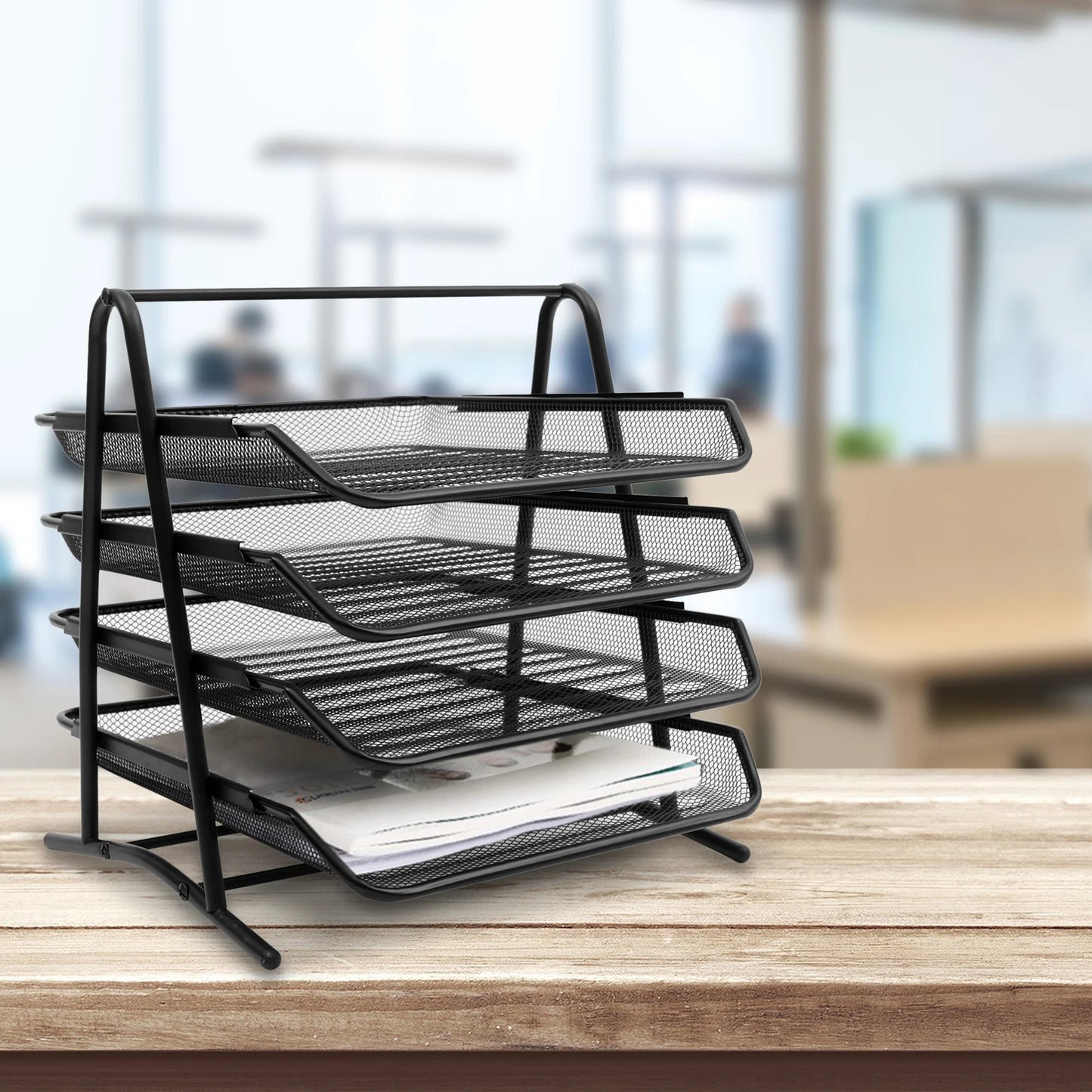 4/7 Animal Desk Organizer And Accessories Letter Tray Paper Sorter Holder File Rack Regal Lite White/Black