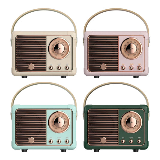 Mini Wireless Retro Bluetooth Speaker Vintage FM Radio Portable USB Interface Classical Decoration Speakers Travel Music Player