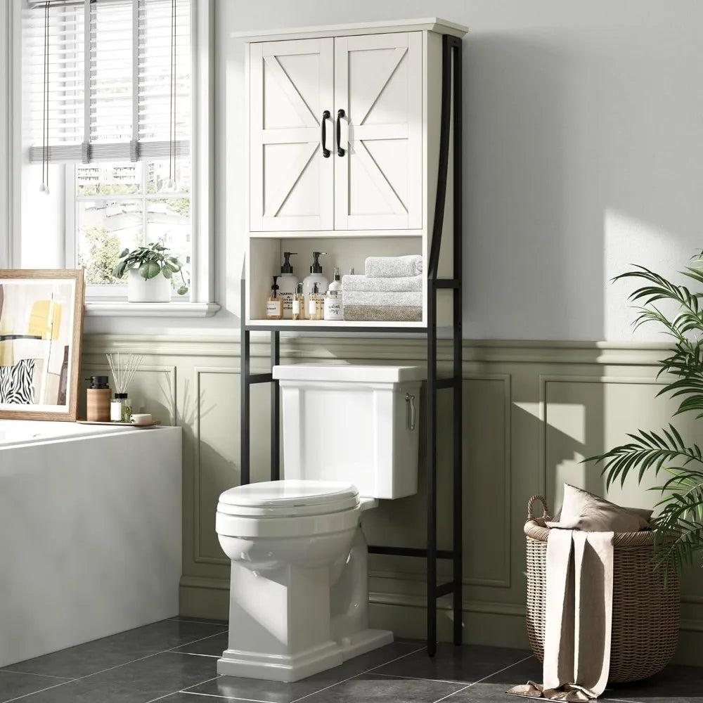 Above Toilet Storage Cabinet with Barn Doors