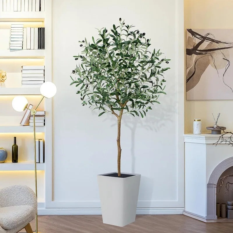 Artificial Plant with White Tall Planter,5ft Tall Tropical Tree Plants for Home Office Floor Room Decor Plants,Housewarming Gift