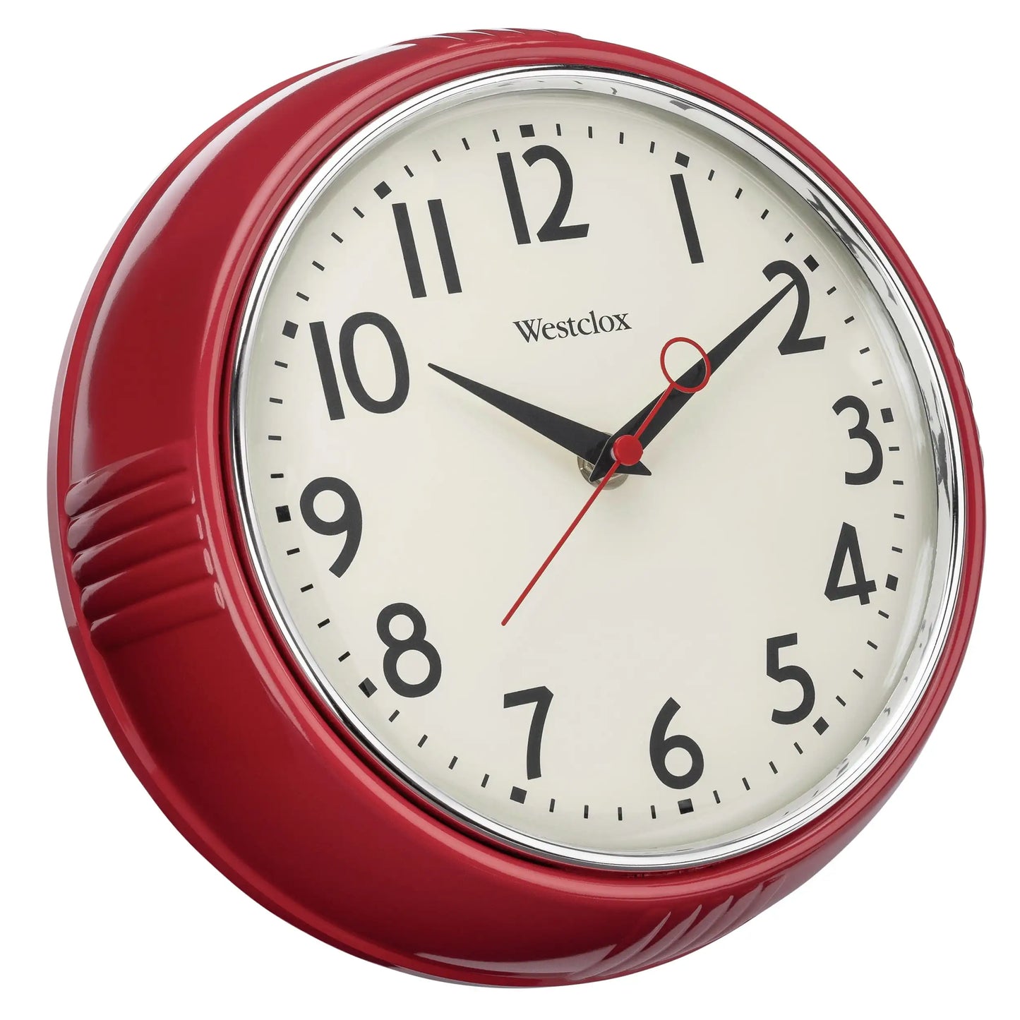 9.5" Red Retro 1950s Convex Glass Lens Analog Quartz Accurate Wall Clock Easy To Hang Living Room Decoration Quiet Special 2024