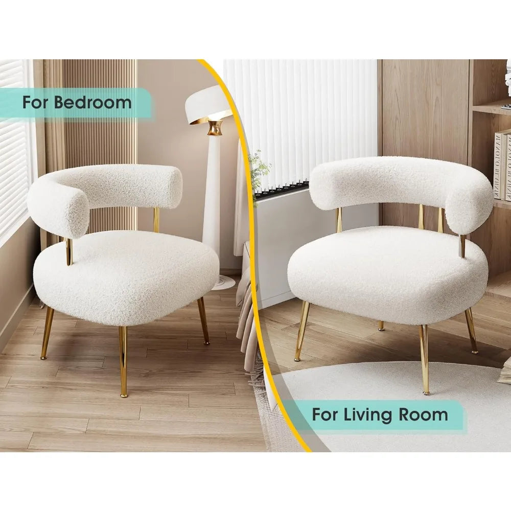 Chair, Round Upholstered Barrel Arm Chair for Small Spaces, Fluffy Side Corner Sofa Chair for Living Room, Bedroom