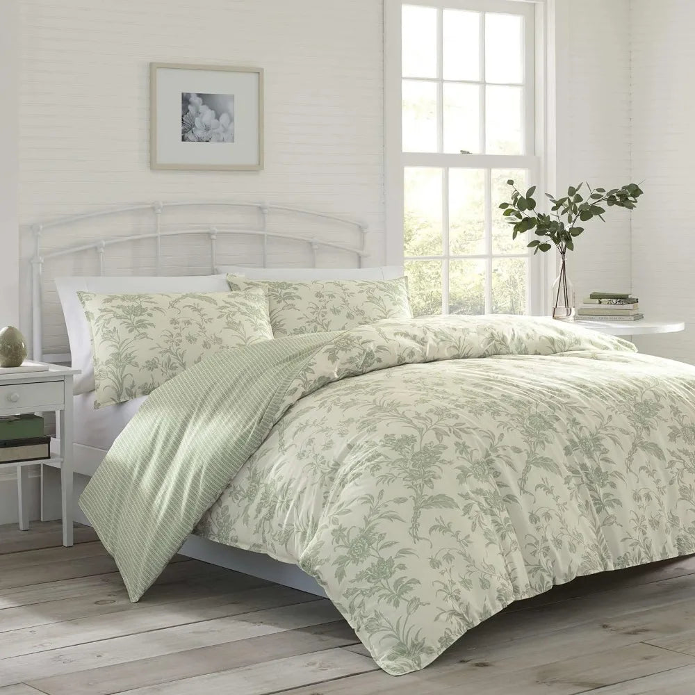 Twin Size Comforter Set Reversible Cotton Bedding